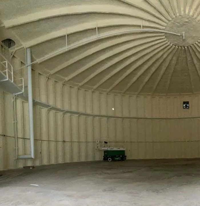 Inside spray foam water tank.
