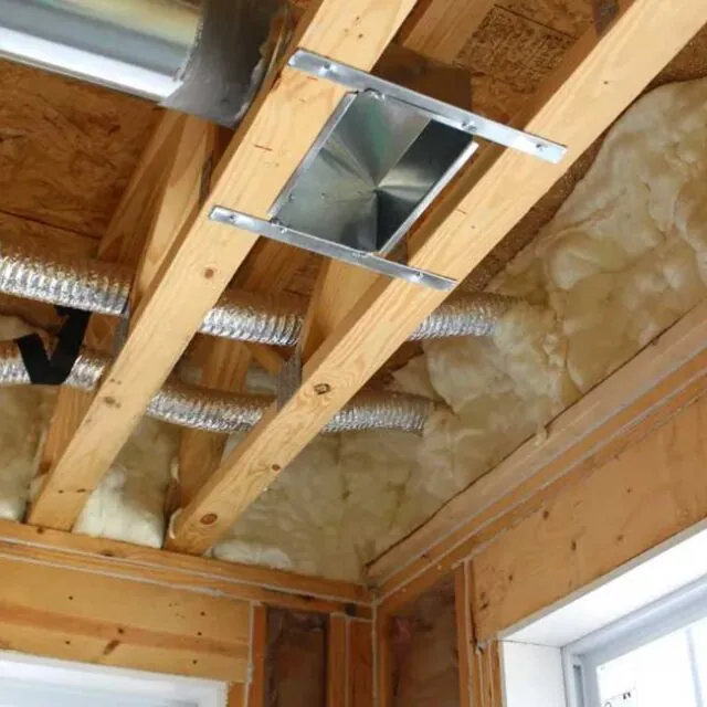 Spray foam in a new construction home ceiling.