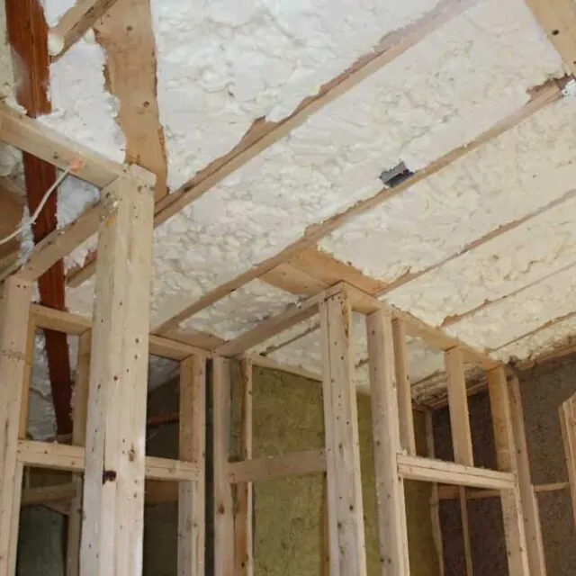 Open cell spray foam in a ceiling