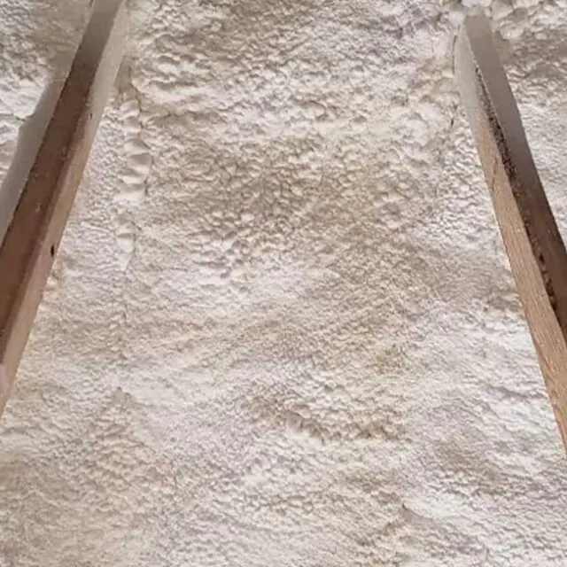 Spray foam insulation on a ceiling