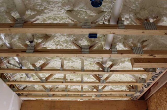 Spray foam in a ceiling.