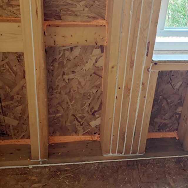 Air sealing on home's wall with Energy Star.