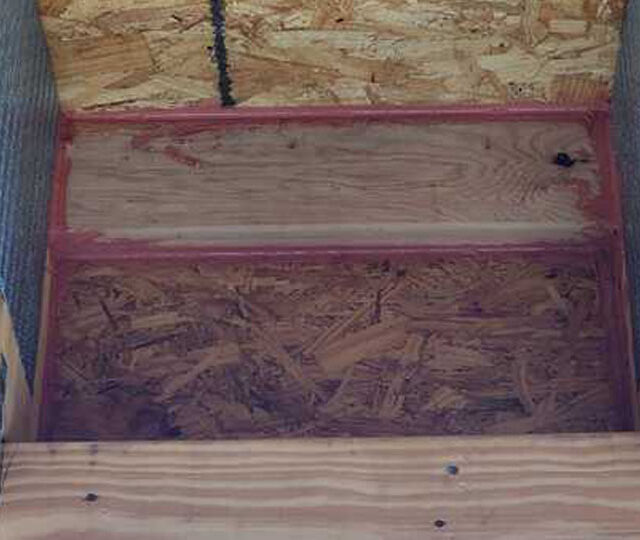 Energy star air seal with fire rated foam and red fire caulk.