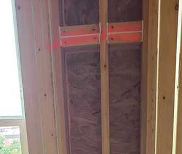 Energy star air seal with fire rated foam and red fire caulk.