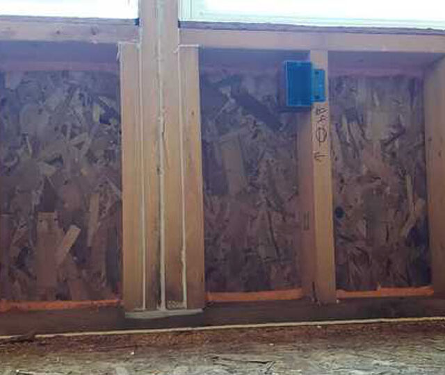 Energy star air seal with fire rated foam and red fire caulk.